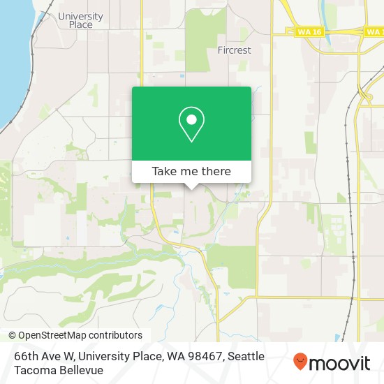 Mapa de 66th Ave W, University Place, WA 98467