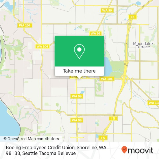 Mapa de Boeing Employees Credit Union, Shoreline, WA 98133