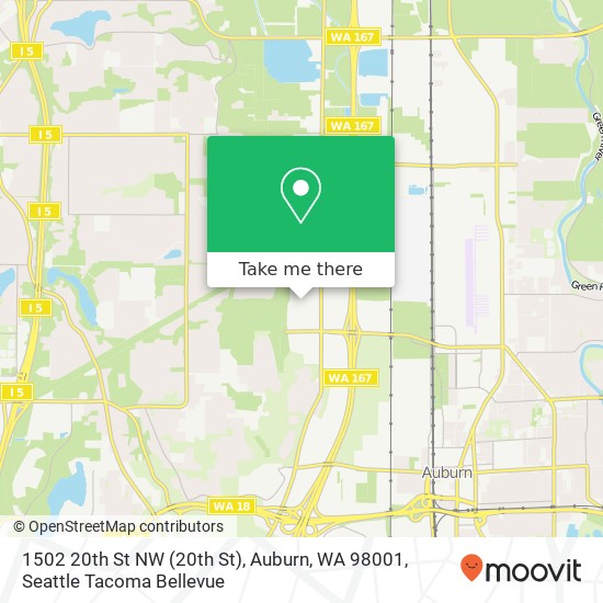 Mapa de 1502 20th St NW (20th St), Auburn, WA 98001