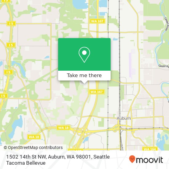 Mapa de 1502 14th St NW, Auburn, WA 98001