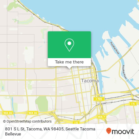 Mapa de 801 S L St, Tacoma, WA 98405