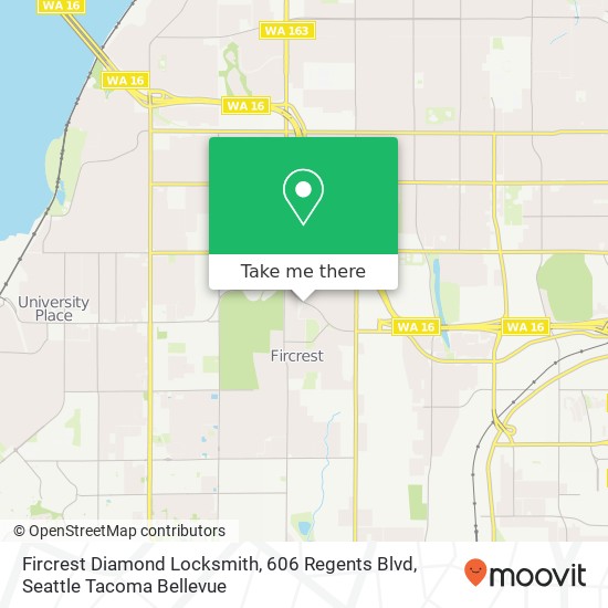 Mapa de Fircrest Diamond Locksmith, 606 Regents Blvd