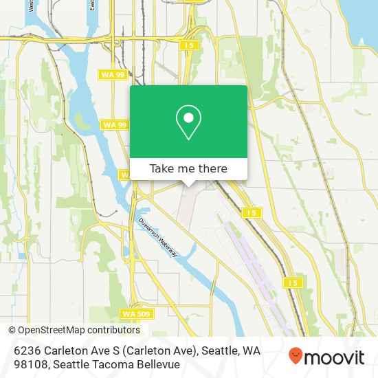 Mapa de 6236 Carleton Ave S (Carleton Ave), Seattle, WA 98108