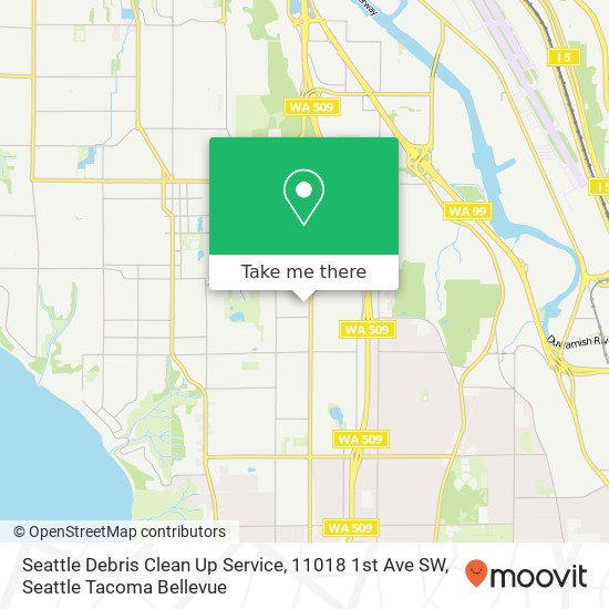 Seattle Debris Clean Up Service, 11018 1st Ave SW map