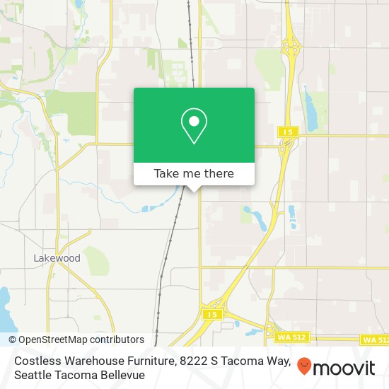 Mapa de Costless Warehouse Furniture, 8222 S Tacoma Way