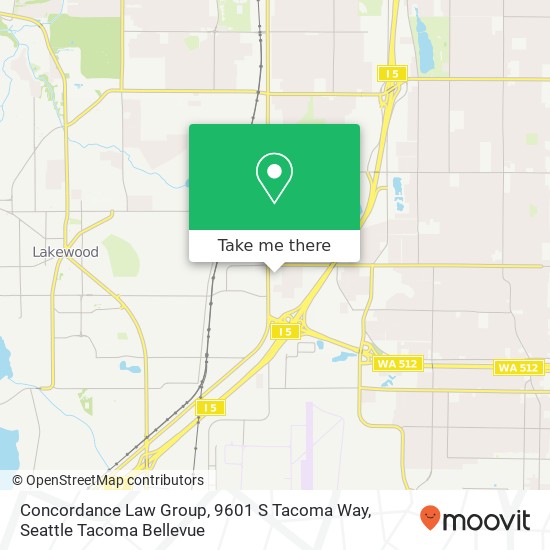 Mapa de Concordance Law Group, 9601 S Tacoma Way