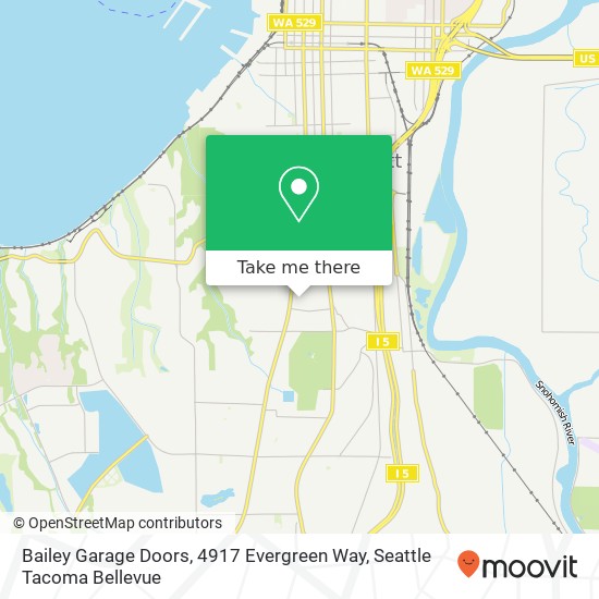 Mapa de Bailey Garage Doors, 4917 Evergreen Way