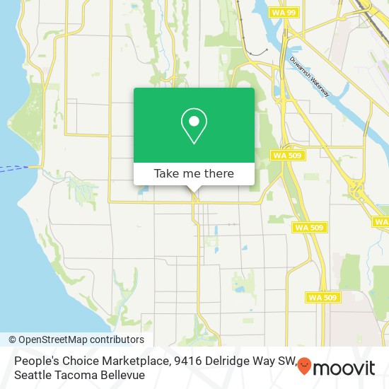 Mapa de People's Choice Marketplace, 9416 Delridge Way SW