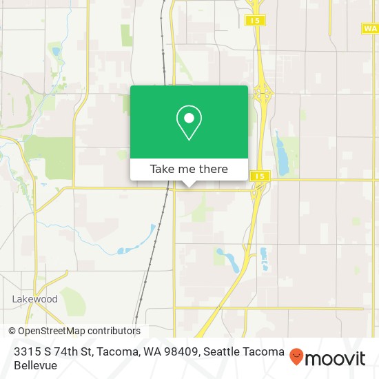 Mapa de 3315 S 74th St, Tacoma, WA 98409