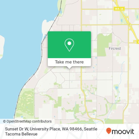 Sunset Dr W, University Place, WA 98466 map