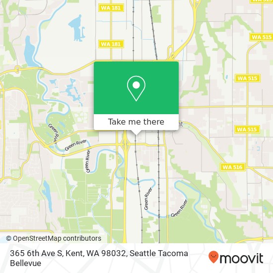 Mapa de 365 6th Ave S, Kent, WA 98032