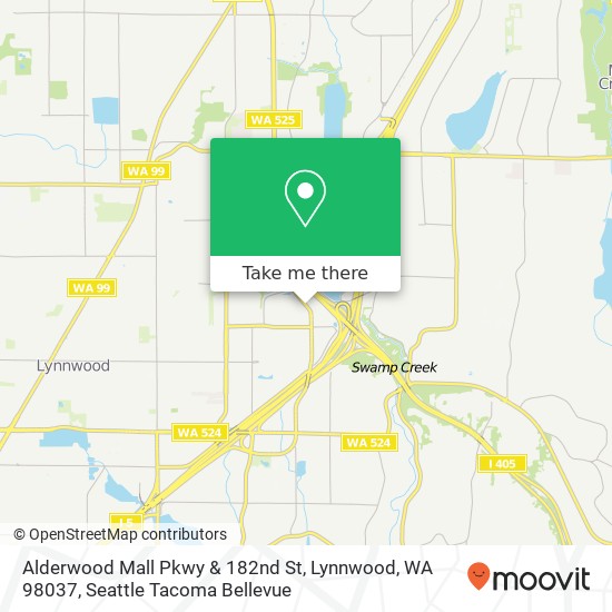Mapa de Alderwood Mall Pkwy & 182nd St, Lynnwood, WA 98037