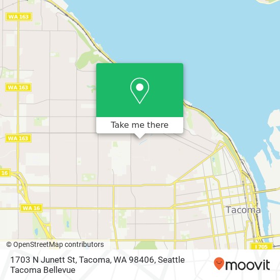 Mapa de 1703 N Junett St, Tacoma, WA 98406