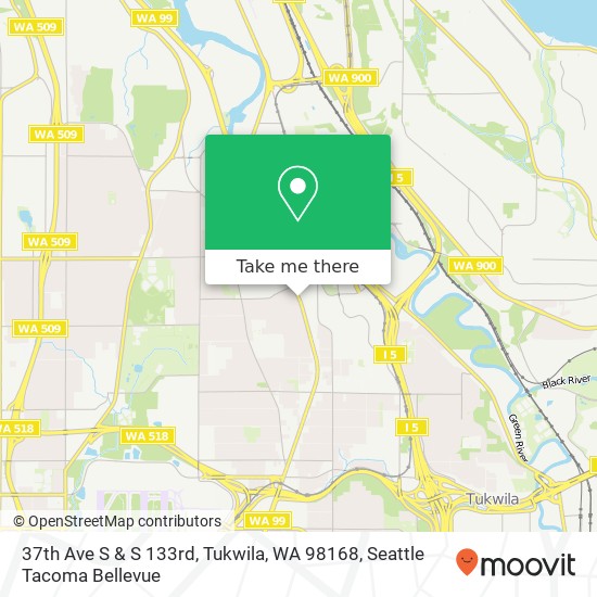 Mapa de 37th Ave S & S 133rd, Tukwila, WA 98168