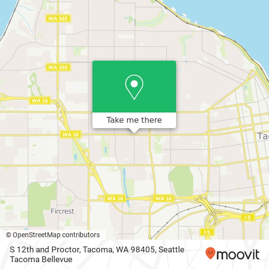 Mapa de S 12th and Proctor, Tacoma, WA 98405