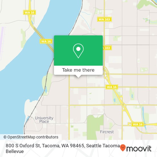 Mapa de 800 S Oxford St, Tacoma, WA 98465