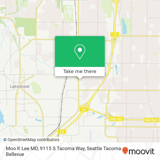 Mapa de Moo K Lee MD, 9115 S Tacoma Way