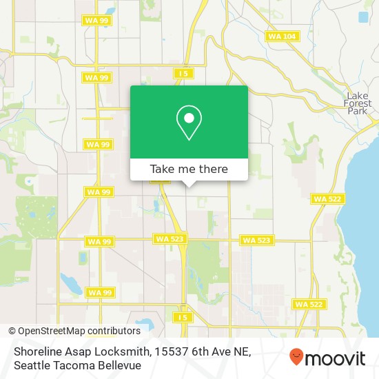 Mapa de Shoreline Asap Locksmith, 15537 6th Ave NE