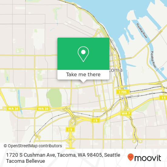 Mapa de 1720 S Cushman Ave, Tacoma, WA 98405