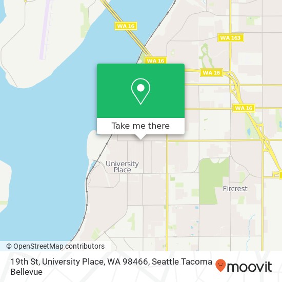 Mapa de 19th St, University Place, WA 98466