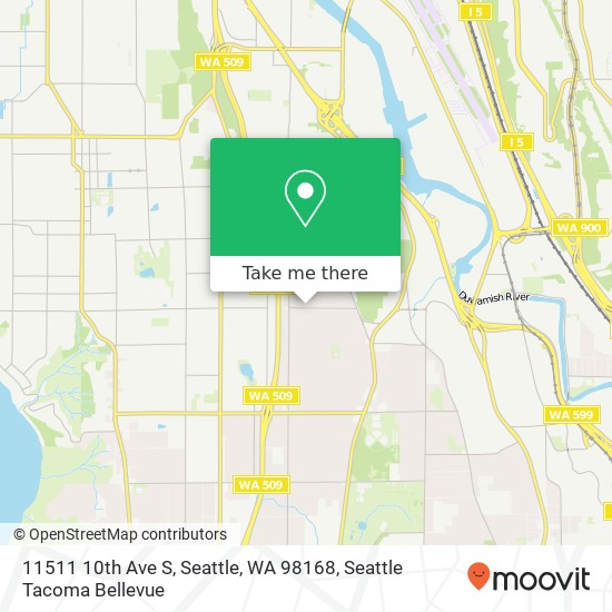 Mapa de 11511 10th Ave S, Seattle, WA 98168