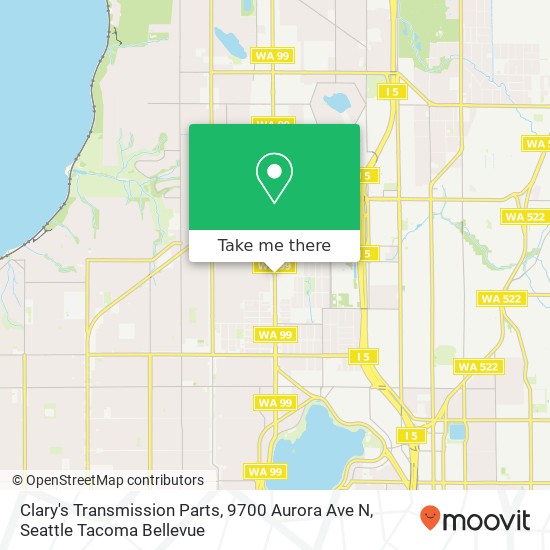 Mapa de Clary's Transmission Parts, 9700 Aurora Ave N