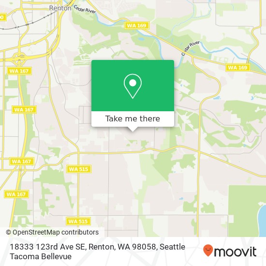 Mapa de 18333 123rd Ave SE, Renton, WA 98058
