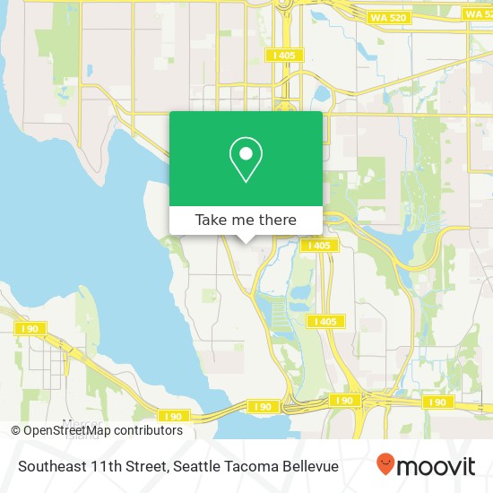 Southeast 11th Street, SE 11th St, Bellevue, WA, USA map