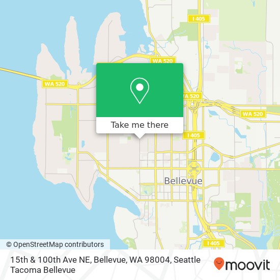 Mapa de 15th & 100th Ave NE, Bellevue, WA 98004