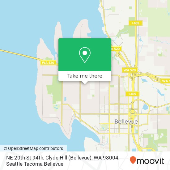 Mapa de NE 20th St 94th, Clyde Hill (Bellevue), WA 98004