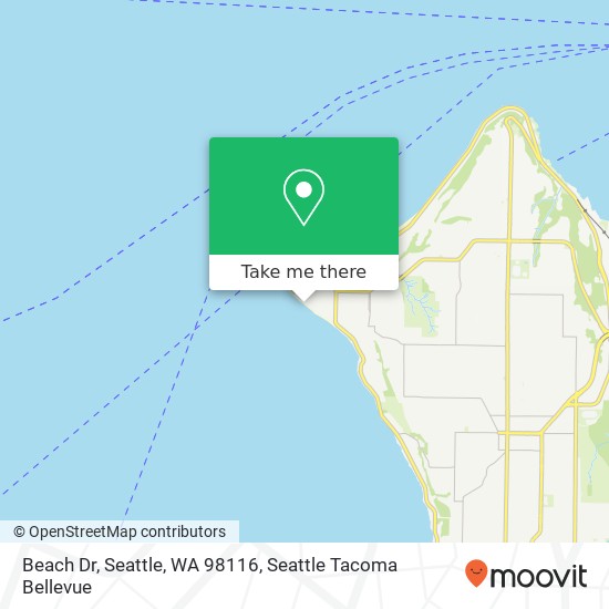 Mapa de Beach Dr, Seattle, WA 98116