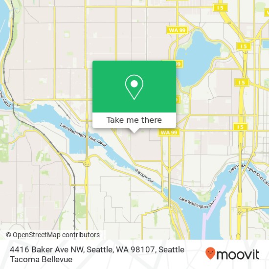 Mapa de 4416 Baker Ave NW, Seattle, WA 98107