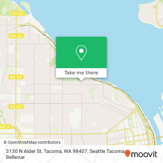 Mapa de 3130 N Alder St, Tacoma, WA 98407