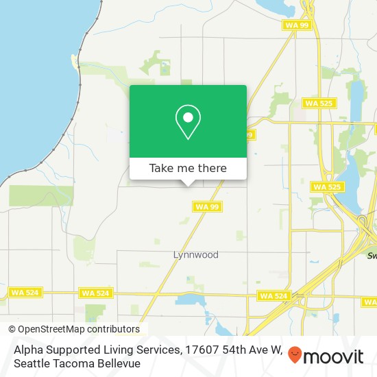 Mapa de Alpha Supported Living Services, 17607 54th Ave W