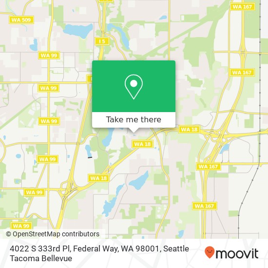 Mapa de 4022 S 333rd Pl, Federal Way, WA 98001