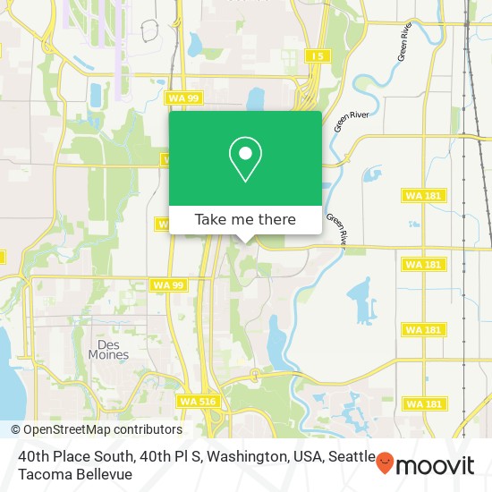 40th Place South, 40th Pl S, Washington, USA map