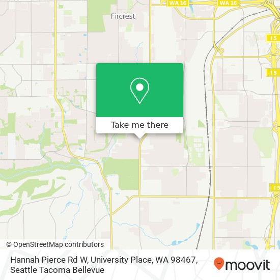 Mapa de Hannah Pierce Rd W, University Place, WA 98467