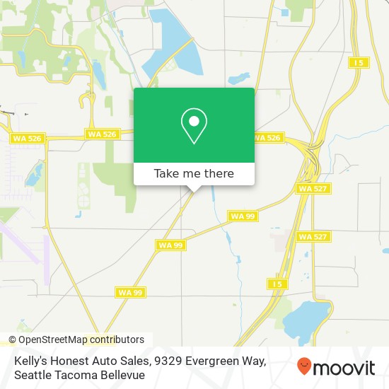 Mapa de Kelly's Honest Auto Sales, 9329 Evergreen Way