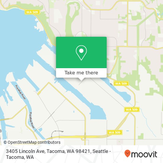 Mapa de 3405 Lincoln Ave, Tacoma, WA 98421