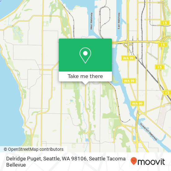 Mapa de Delridge Puget, Seattle, WA 98106
