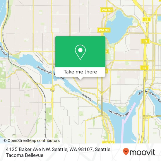 Mapa de 4125 Baker Ave NW, Seattle, WA 98107