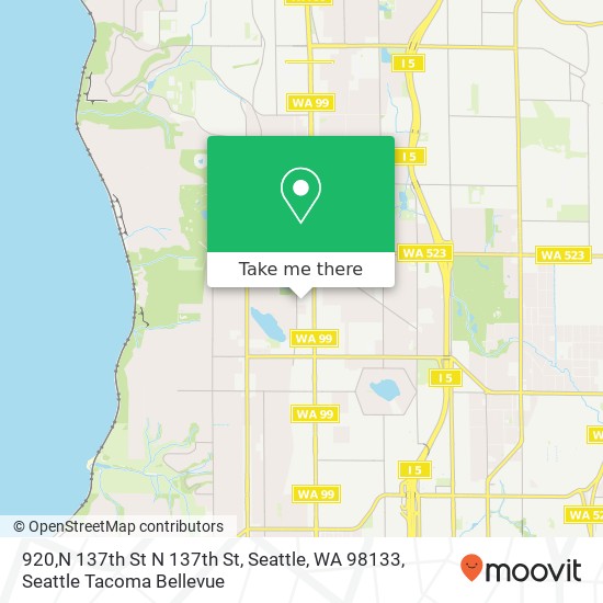 Mapa de 920,N 137th St N 137th St, Seattle, WA 98133