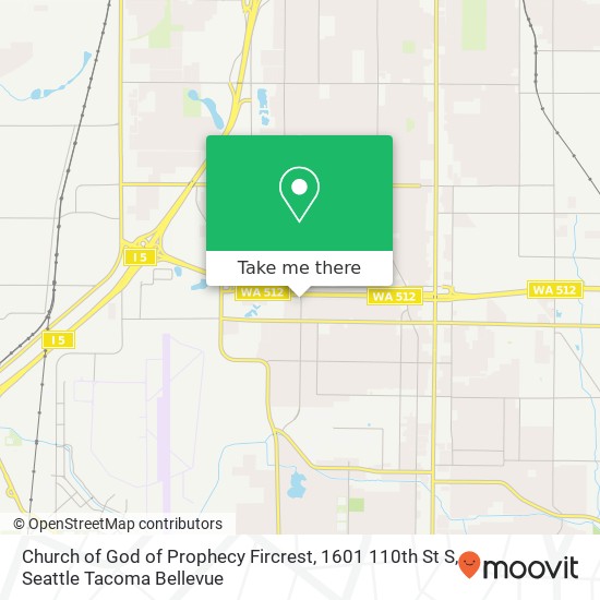 Church of God of Prophecy Fircrest, 1601 110th St S map