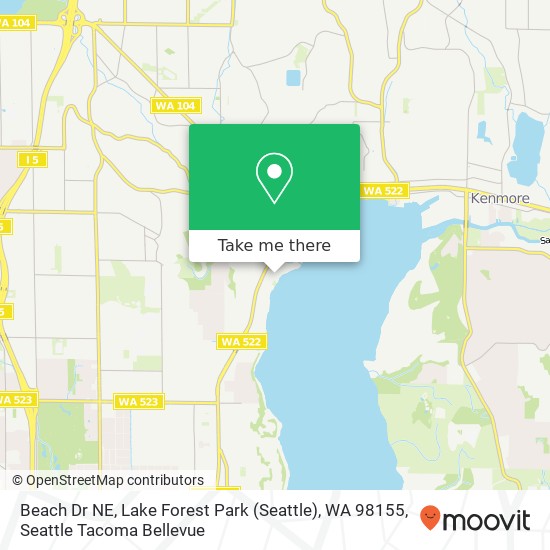 Mapa de Beach Dr NE, Lake Forest Park (Seattle), WA 98155