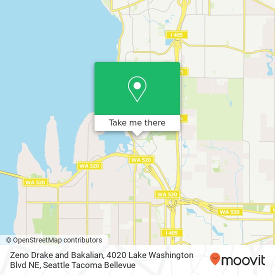 Zeno Drake and Bakalian, 4020 Lake Washington Blvd NE map