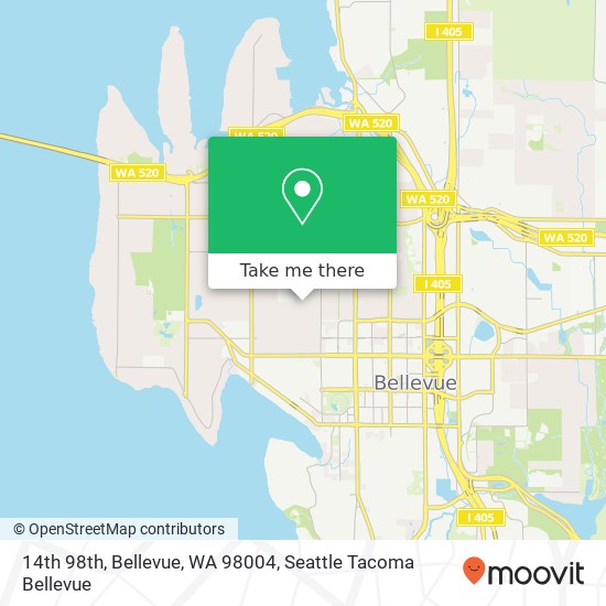 14th 98th, Bellevue, WA 98004 map