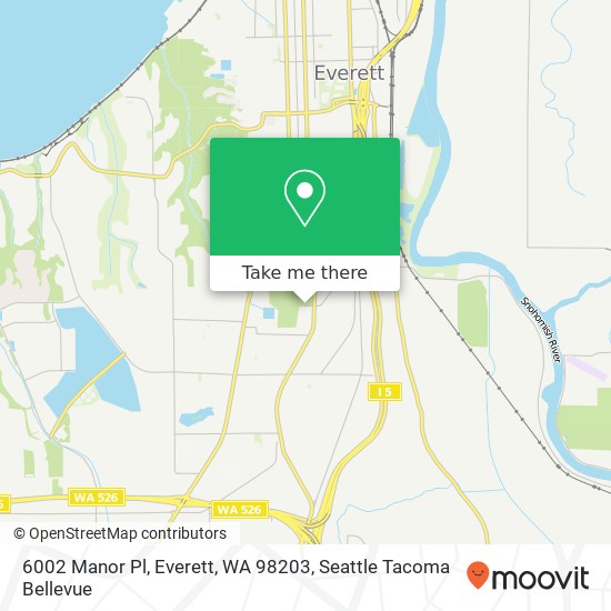 Mapa de 6002 Manor Pl, Everett, WA 98203