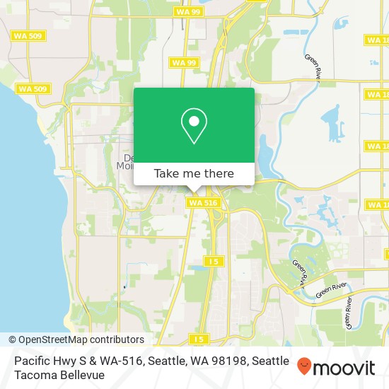 Mapa de Pacific Hwy S & WA-516, Seattle, WA 98198