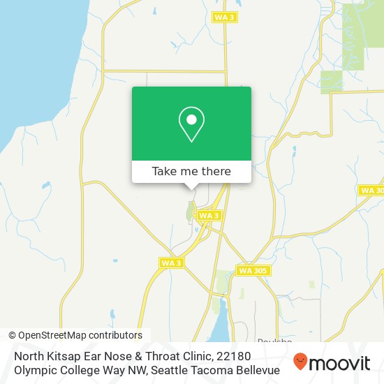 Mapa de North Kitsap Ear Nose & Throat Clinic, 22180 Olympic College Way NW