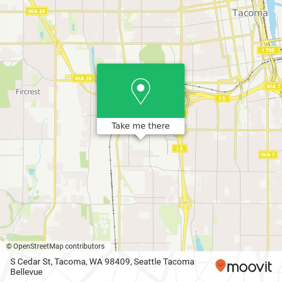 Mapa de S Cedar St, Tacoma, WA 98409